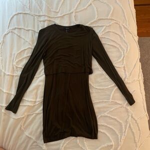 Forever 21 Dark Olive Long Sleeve Dress